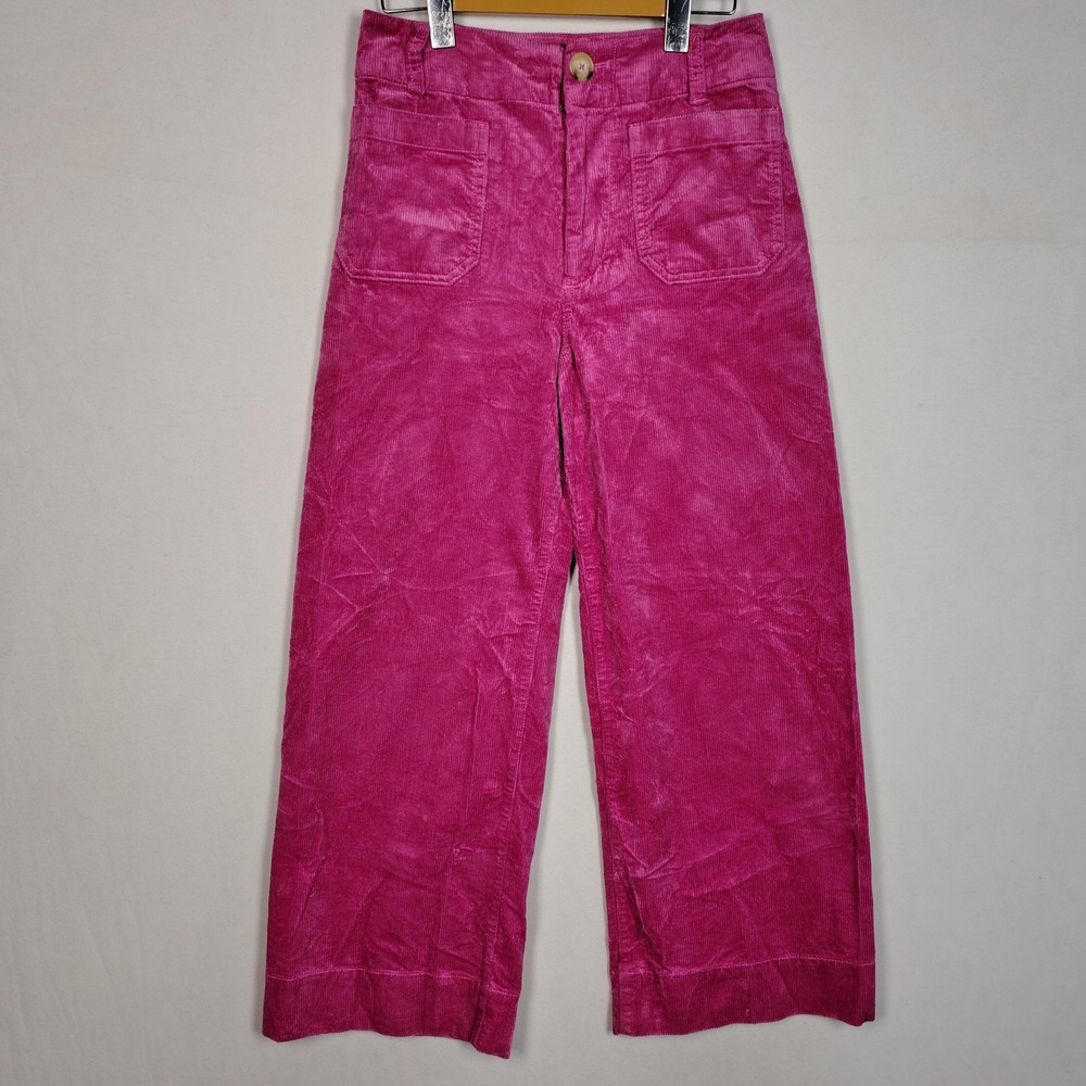Maeve Anthropologie Colette Wide Leg Corduroy Trousers Pink Size 26 OBI399863